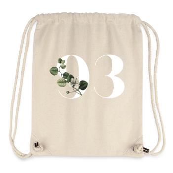 Numéro 93 floral vert - 93e anniversaire floral - Sac à cordon recyclé Stanley/Stella - blanc naturel - Devant