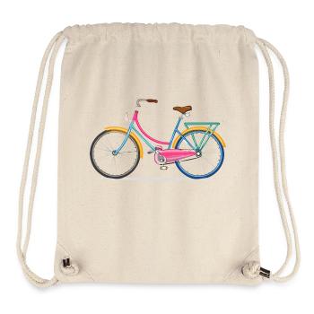 Dessin technique, vintage, vélo, coloré - Sac à cordon recyclé Stanley/Stella - blanc naturel - Devant