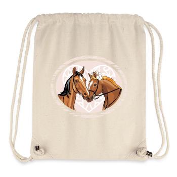Portrait de chevaux aimants dans un cadre décoratif - Sac à cordon recyclé Stanley/Stella - blanc naturel - Devant