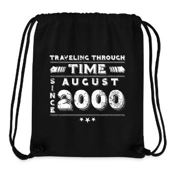 Vintage Time Travel anniversaire Design août 2000 - Sac à cordon recyclé Stanley/Stella - noir - Devant