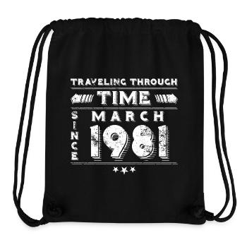 Vintage Time Travel anniversaire Design mars 1981 - Sac à cordon recyclé Stanley/Stella - noir - Devant