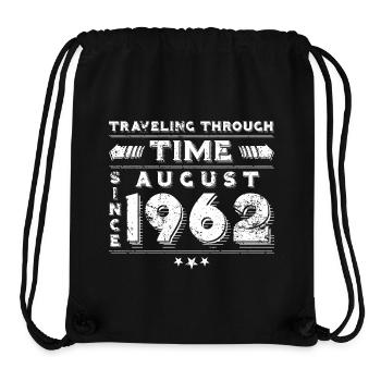 Vintage Time Travel anniversaire Design août 1962 - Sac à cordon recyclé Stanley/Stella - noir - Devant