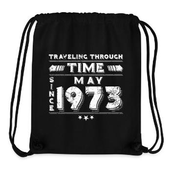 Vintage Time Travel anniversaire Design mai 1973 - Sac à cordon recyclé Stanley/Stella - noir - Devant
