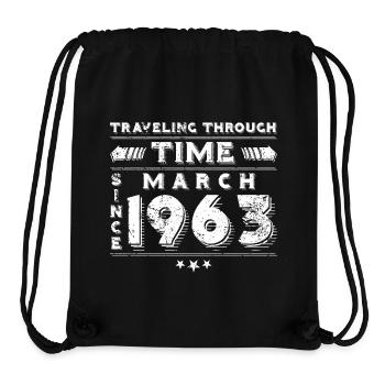 Vintage Time Travel anniversaire Design mars 1963 - Sac à cordon recyclé Stanley/Stella - noir - Devant