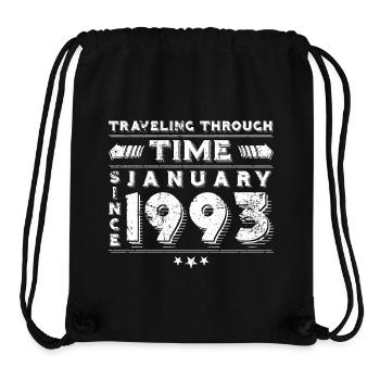 Vintage Time Travel anniversaire Design janvier 1993 - Sac à cordon recyclé Stanley/Stella - noir - Devant