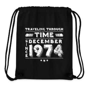 Vintage Time Travel anniversaire Design décembre 1974 - Sac à cordon recyclé Stanley/Stella - noir - Devant