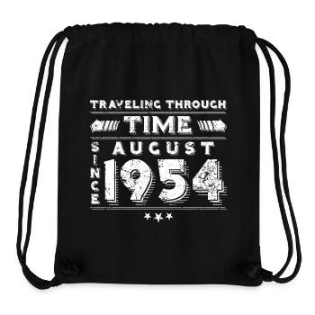 Vintage Time Travel anniversaire Design août 1954 - Sac à cordon recyclé Stanley/Stella - noir - Devant