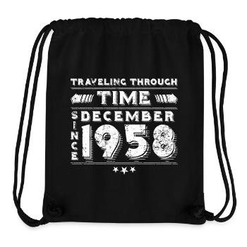 Vintage Time Travel anniversaire Design décembre 1958 - Sac à cordon recyclé Stanley/Stella - noir - Devant