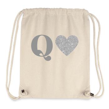 Lettre q cœur argenté - Sac à cordon recyclé Stanley/Stella - blanc naturel - Devant