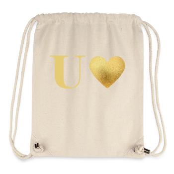 Buchstabe u goldenes Herz - Stanley/Stella recycelter Gym Bag - Naturweiß - Vorne