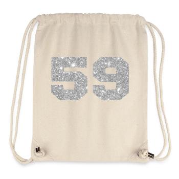 Number 59 Silver Glitter - 59th Anniversary - Stanley/Stella Recycled Gym Bag - natural - Front