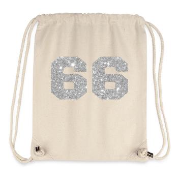 Nummer 66 Silberglitter - 66. Jahrestag - Stanley/Stella recycelter Gym Bag - Naturweiß - Vorne