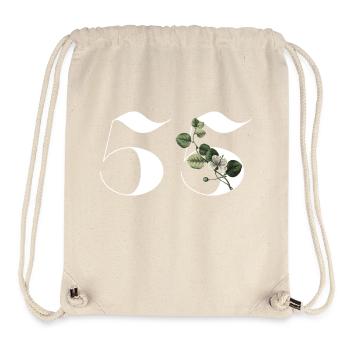 Numéro 55 floral vert - 55e anniversaire floral - Sac à cordon recyclé Stanley/Stella - blanc naturel - Devant