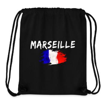 Marseille France Ville Drapeau de Marseille - Sac à cordon recyclé Stanley/Stella - noir - Devant