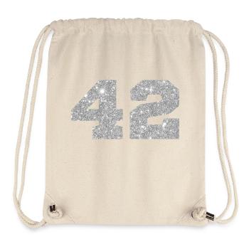 Number 42 Silver Glitter - 42nd Anniversary - Stanley/Stella Recycled Gym Bag - natural - Front