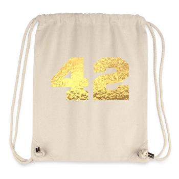 Number 42 Gold Glitter - 42nd Anniversary - Stanley/Stella Recycled Gym Bag - natural - Front