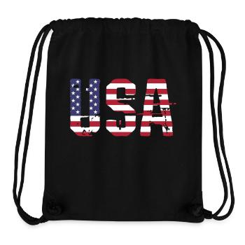 Les États-Unis aux couleurs du drapeau américain drapeau - Sac à cordon recyclé Stanley/Stella - noir - Devant