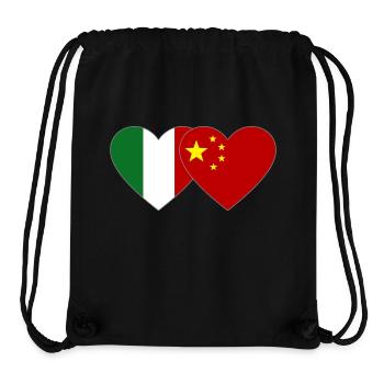 Italy China Flag Heart - Stanley/Stella Recycled Gym Bag - black - Front