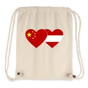Chine Autriche Drapeau Coeur - Sac à cordon recyclé Stanley/Stella - blanc naturel - Devant