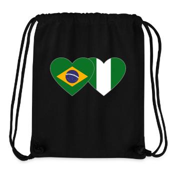 Brazil Nigeria Flag Heart - Stanley/Stella Recycled Gym Bag - black - Front