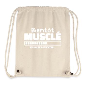 Bald muskulös - bitte warten - Stanley/Stella recycelter Gym Bag - Naturweiß - Vorne