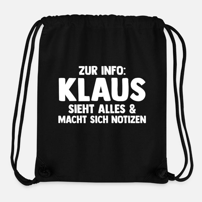 Klaus - Sac à cordon recyclé Stanley/Stella - noir