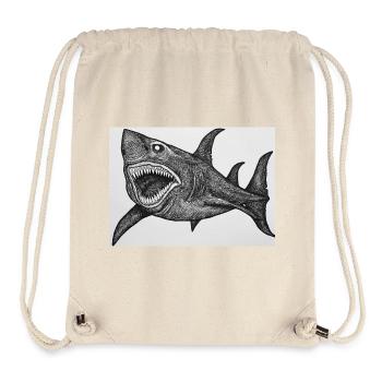 Dessin animé requin - Sac à cordon recyclé Stanley/Stella - blanc naturel - Devant