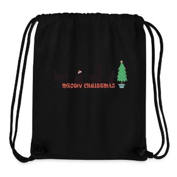 Miaou de Noël - Chat doux au chapeau de Père Noël - Sac à cordon recyclé Stanley/Stella - noir - Devant
