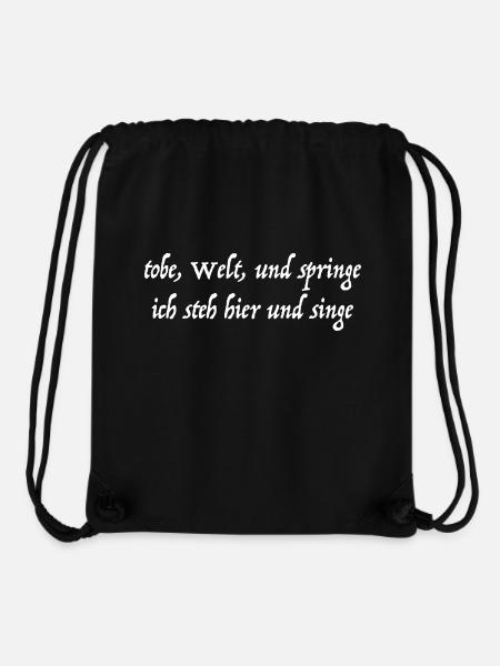 Tobe, Welt, und springe, ich steh hier und singe - Stanley/Stella recycelter Gym Bag - Schwarz