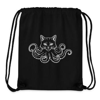 Chat Pieuvre - Sac à cordon recyclé Stanley/Stella - noir - Devant