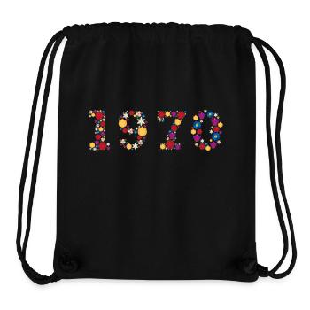 Année 1970 Fleurs - Sac à cordon recyclé Stanley/Stella - noir - Devant