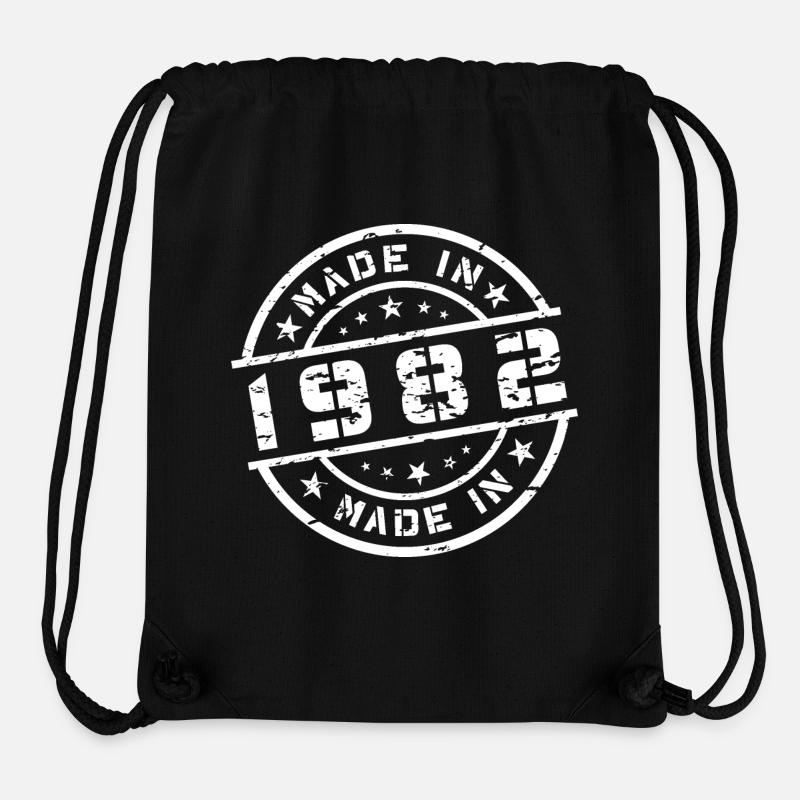 Année de naissance Anniversaire Né(e) en 1982 - Sac à cordon recyclé Stanley/Stella - noir