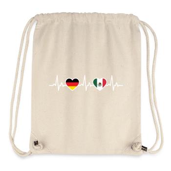 Mexique Allemagne Battement de cœur Drapeau Mexicain - Sac à cordon recyclé Stanley/Stella - blanc naturel - Devant