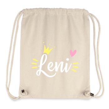 Couronne du prénom Leni - Sac à cordon recyclé Stanley/Stella - blanc naturel - Devant