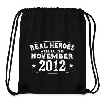 Real Heroes were born in November 2012 Birthday - Stanley/Stella Recycled Gym Bag - black - Front