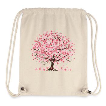 Arbre et pétales de fleurs de cerisier - Sac à cordon recyclé Stanley/Stella - blanc naturel - Devant