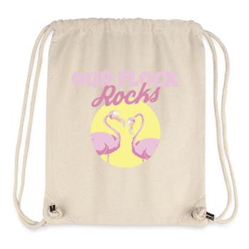 Our Flock Rocks Flamingo Family Summer Vacation - Stanley/Stella recycelter Gym Bag - Naturweiß - Vorne