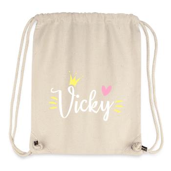 Couronne du prénom Vicky - Sac à cordon recyclé Stanley/Stella - blanc naturel - Devant