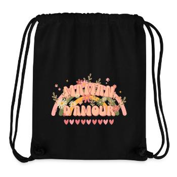 Fête des mères Maman d'amour style groovy original - Sac à cordon recyclé Stanley/Stella - noir - Devant