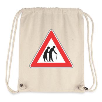 Road sign Old people red - Stanley/Stella Recycled Gym Bag - natural - Front
