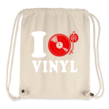 I Love Vinyl Disco Heart Funny Witty - Stanley/Stella Recycled Gym Bag - natural - Front