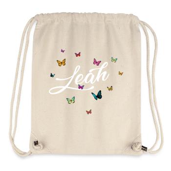 LEAH - Girl's Name with Colorful Butterflies - Stanley/Stella Recycled Gym Bag - natural - Front