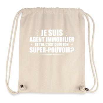 Agent immobilier. C'est quoi ton super pouvoir ? - Sac à cordon recyclé Stanley/Stella - blanc naturel - Devant