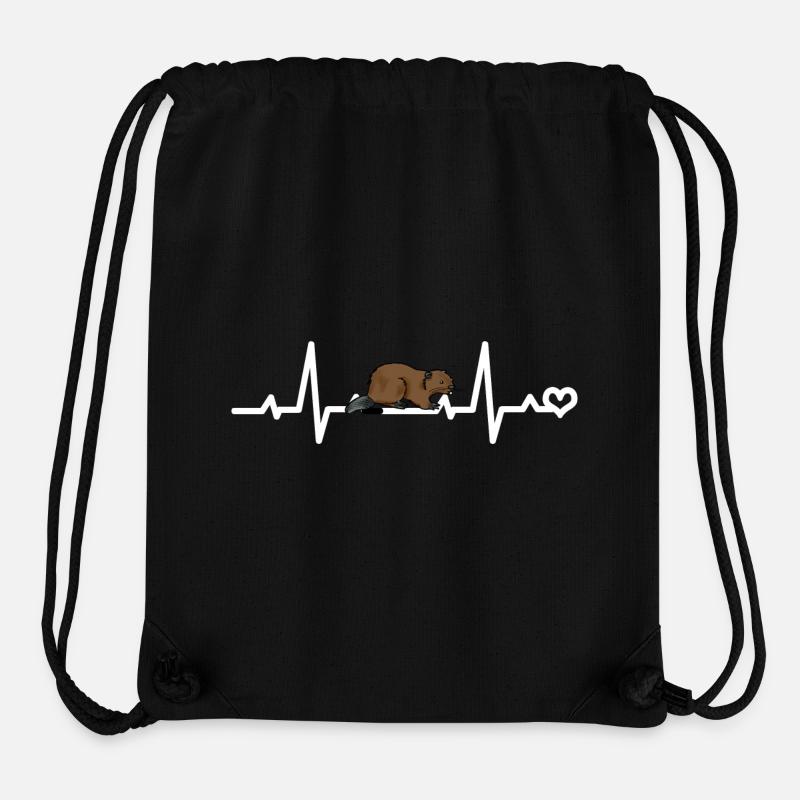 Beaver Heartbeat ECG Frequency Beat Pulse Heart Line - Stanley/Stella Recycled Gym Bag - black