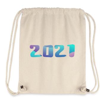 Cadeau Anniversaire 2021 Millésime 2021 Rétro 2021 - Sac à cordon recyclé Stanley/Stella - blanc naturel - Devant