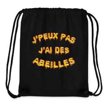 Je peux pas j'ai des abeilles, humour d'apiculteur - Sac à cordon recyclé Stanley/Stella - noir - Devant