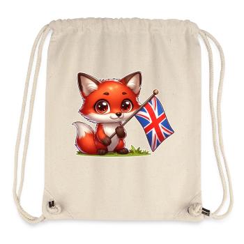 Renard mignon avec le drapeau du Royaume-Uni - Sac à cordon recyclé Stanley/Stella - blanc naturel - Devant
