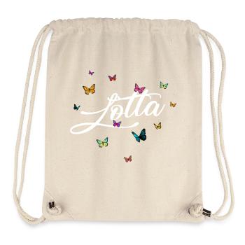 LOTTA - Mädchen Name mit bunten Schmetterlingen - Stanley/Stella recycelter Gym Bag - Naturweiß - Vorne