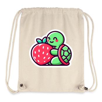 Cute Turtle Hugs a sweet Strawberry - Stanley/Stella Recycled Gym Bag - natural - Front