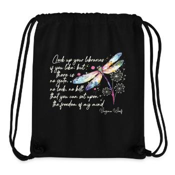 Citation de Virginia Woolf sur le design de la liberté en ivoire - Sac à cordon recyclé Stanley/Stella - noir - Devant